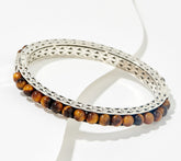 JAI Sterling Silver Tiger Eye Beaded Crane Bangle Bracelet, 6-1/4"
